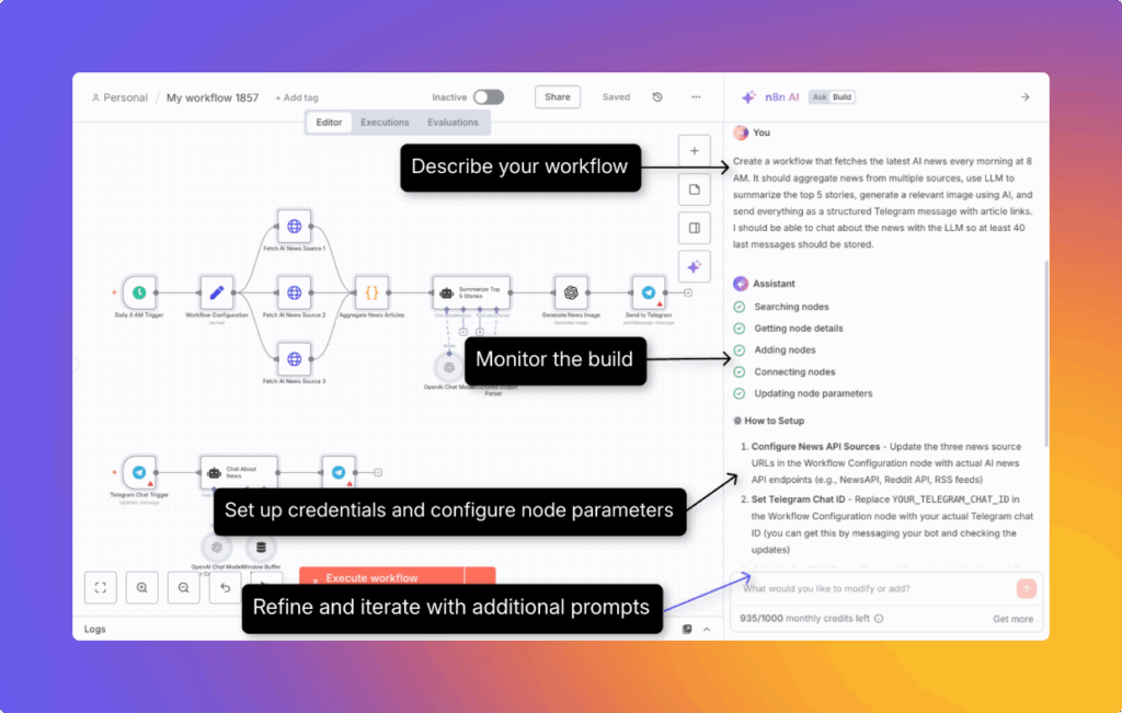 n8n AI Workflow Builder: Build Flows with Prompts - DevToolHub